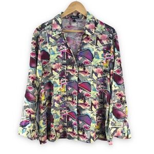 Wyatt Rose abstract art print‎ blouse size XL